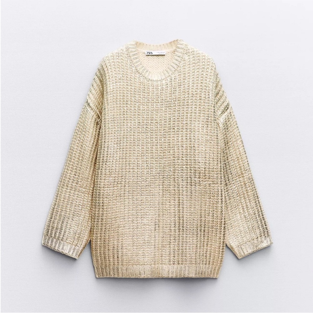Zara Oversized Foil Knit Sweater